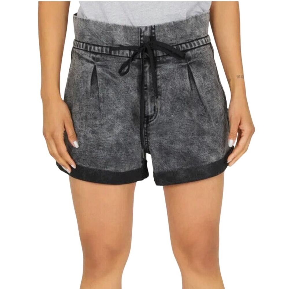 Sincerely Jules 9 29 high rise paperbag cuffed stonewash shorts SH 3019
